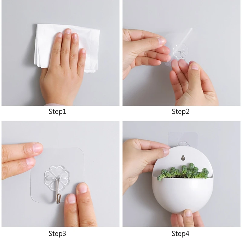 F92B Simple Wall-hanging Flower Plants Pot Lazy Plastic Wall Storage Pots Plant Holder Home Gardening Plant Pot