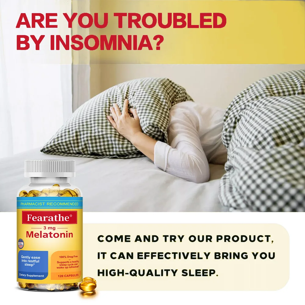 Melatonin 3mg Capsules, Natural Nighttime Wellness Supplement, Support Normal Sleep Rhythm, Relax Mood & Body State, Non-GMO
