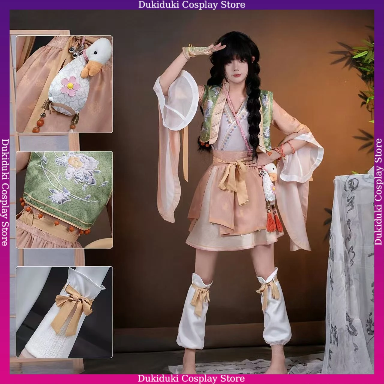 

Qinghe Heroine Cosplay Costume Where Winds Meet Goose Wuxia Ancient Game Outfit Role Play Clothing Halloween Party Women Dress