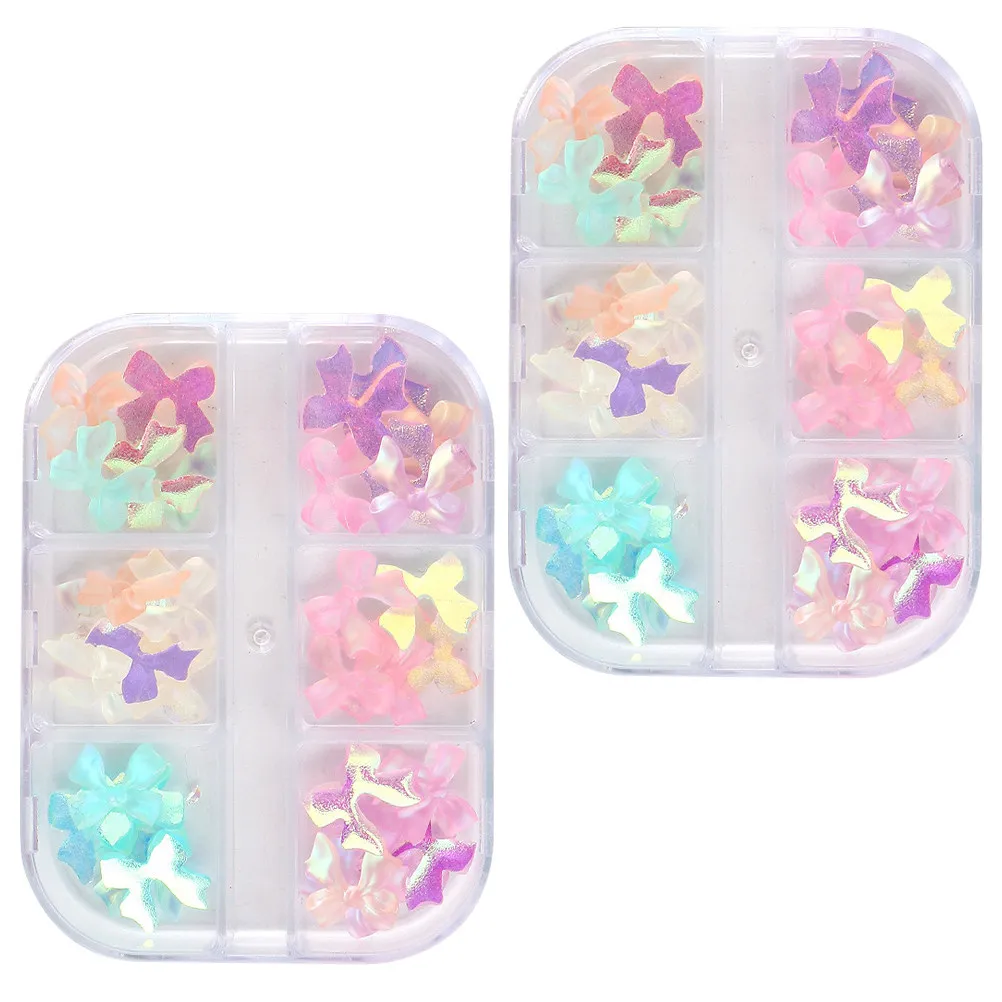 

2 Boxes Nail Bowknot Decor Manicure DIY Accessory Exquisite Dazzling Design Smooth Surface Comfortable Touch Fashion Nail Art