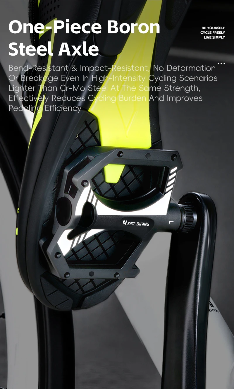 WEST BIKING Flache Fahrradpedale mit doppelten DU-Dichtungslagern, Nylon, ultraleicht, rutschfest, reflektierend, für MTB und Rennräder – Detail 11