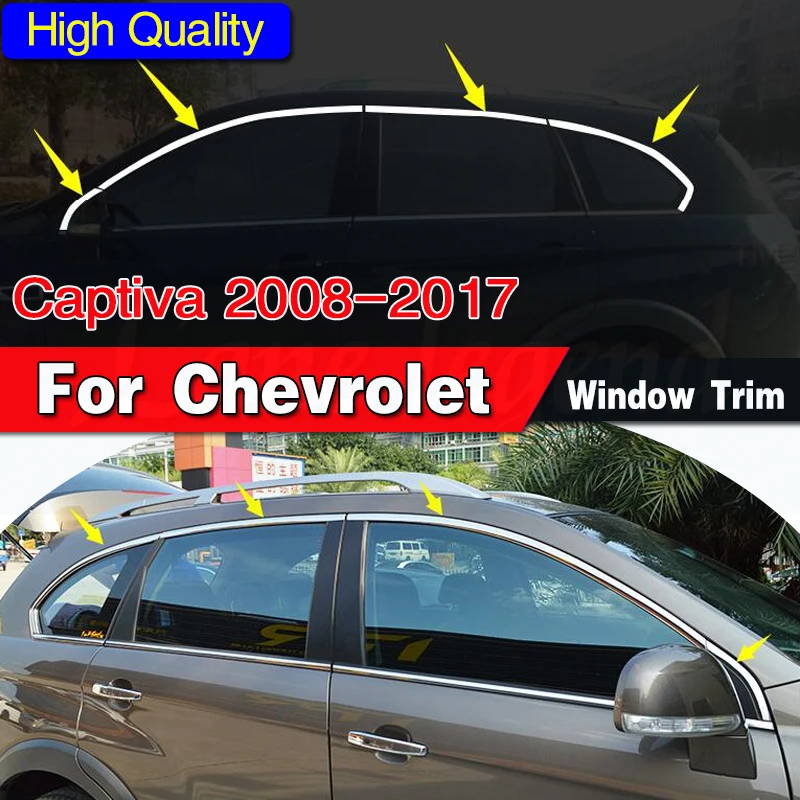 

car-styling case For Chevrolet Captiva 2008-2017 8pcs Stainless Steel Door Window Frame Sill Molding Trim car styling