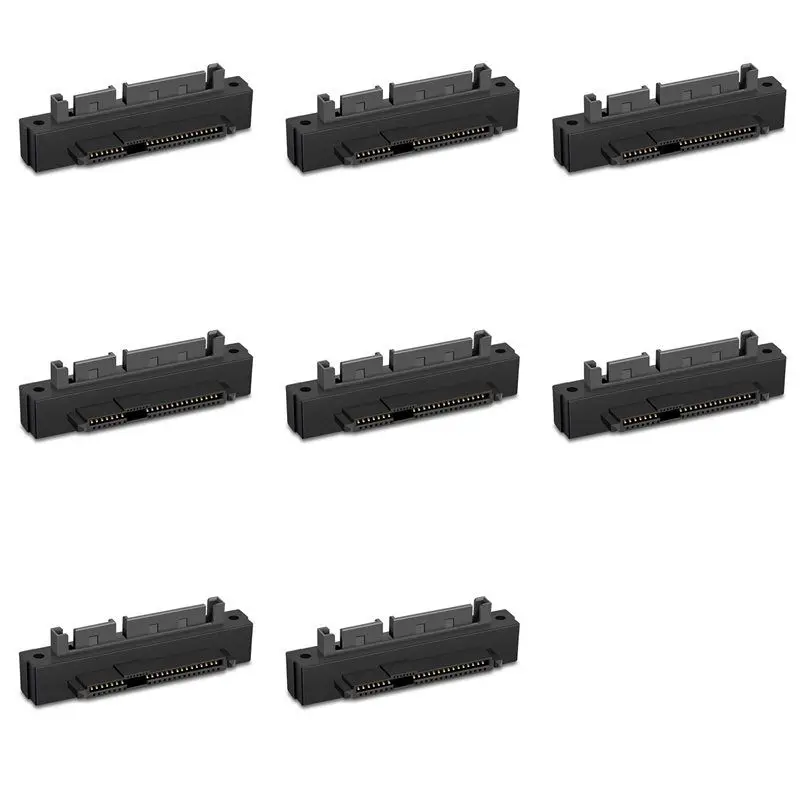 AS95 SFF-8482 SAS Female to for SATA Male 15Pin 90 Degree Adapter Converter for Motherboard Cable, 8PCS