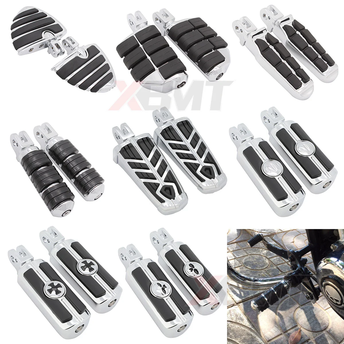 

Motorcycle Front & Rear Foot Pegs Footrests For Triumph Thunderbird Sport Bonneville SE T100 America Speedmaster Adventurer