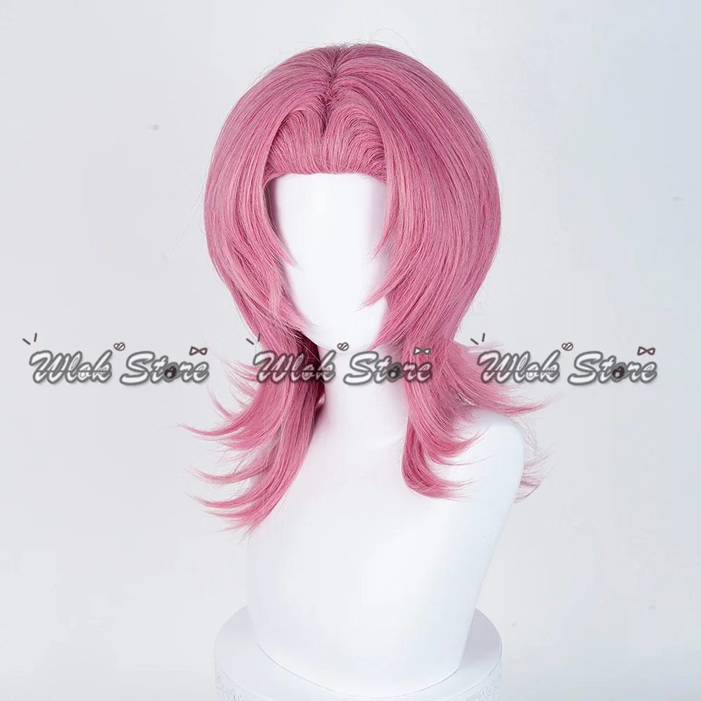 Saja Jungen Romantik Cosplay Perücke Ohrringe Halskette KPop Dämon Jäger Cosplay Rosa Perücke Haar Männer Frauen Halloween Party Karneval Prop