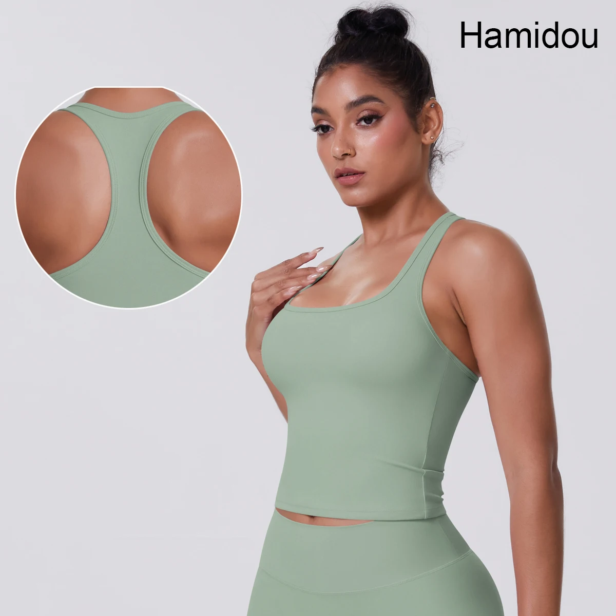 I-shape Solid Color Yoga Tank Top for Woman Tight Fitting Quick Drying T-shirt Running Exercise Gym Push-up Short Sleeved Shirt