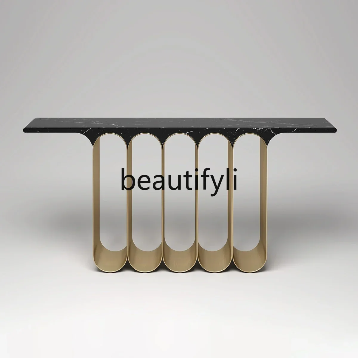 

Great discounts Italian light luxury creative practice metal entrance table strip marble sculpture booth