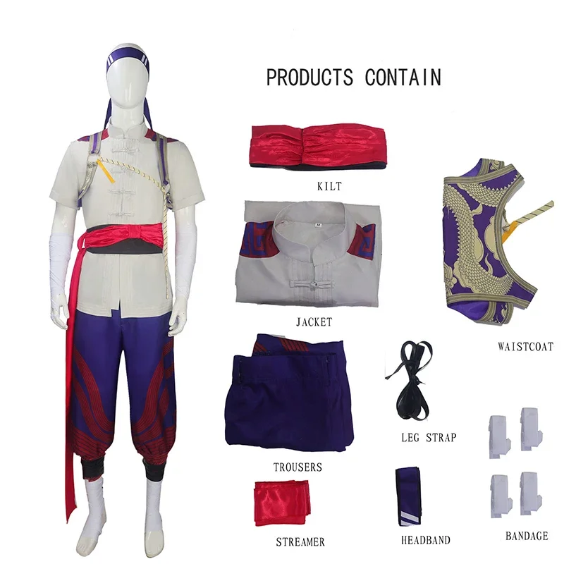 Liu Kang Cosplay Costumes Fantasia Game Mortal Uniform Kombat Role Play Outfit Halloween Carnival Party Suit For Men