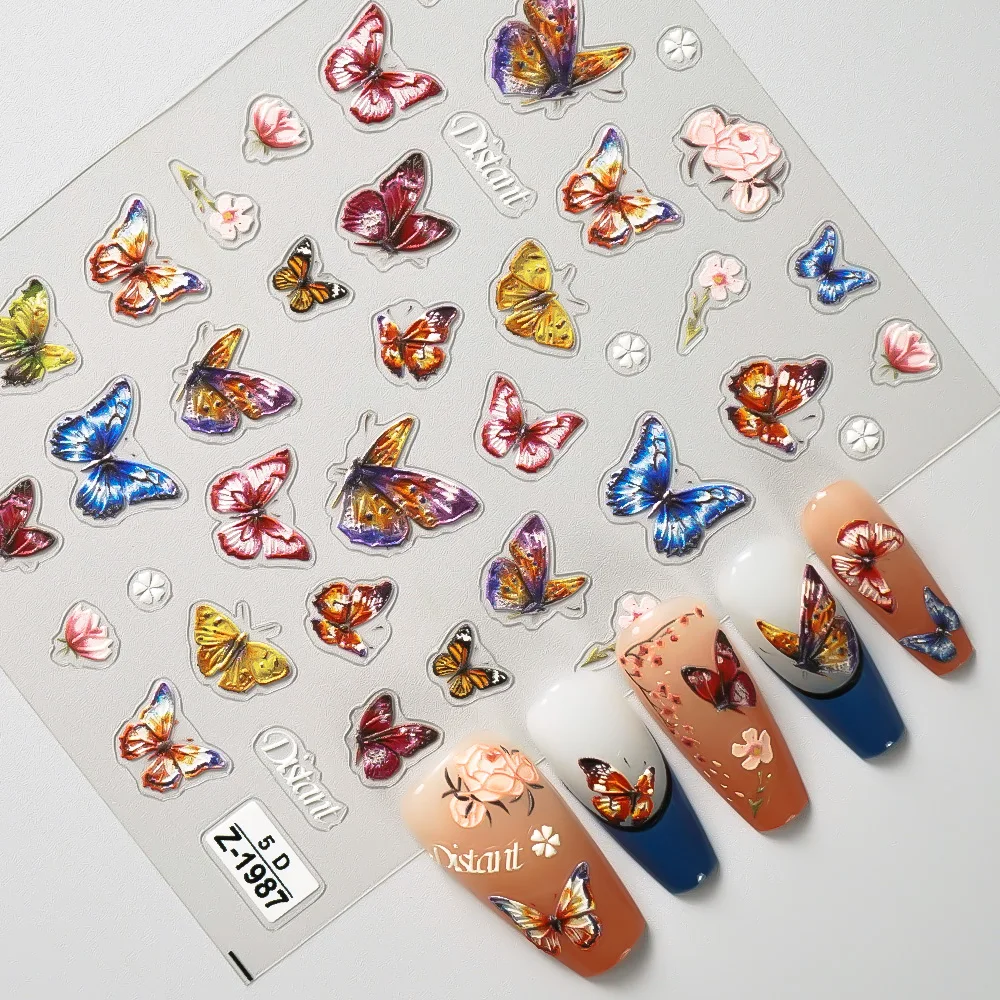 

1PCS Butterfly Nail Stickers Women DIY Manicure Flower Art Decoration Stickers Self Adhesive Decorative Decals