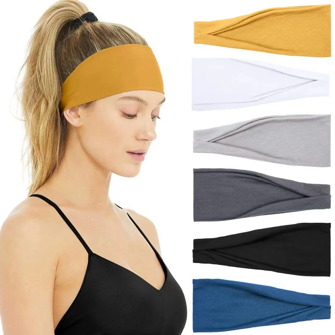 1 Uds. Diadema para mujer, turbante ancho de algodón trenzado de Color sólido, diadema deportiva de algodón tejida para Yoga, diadema anudada retorcida