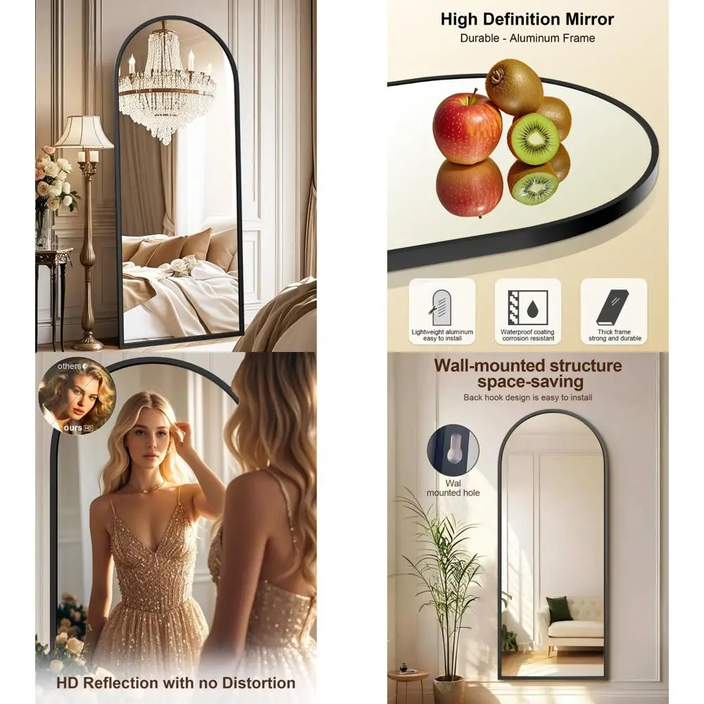 

Floor Mirror Full Length Arched Stand for Bedroom Living Room - Large Leaning or Hanging Full Body Mirror