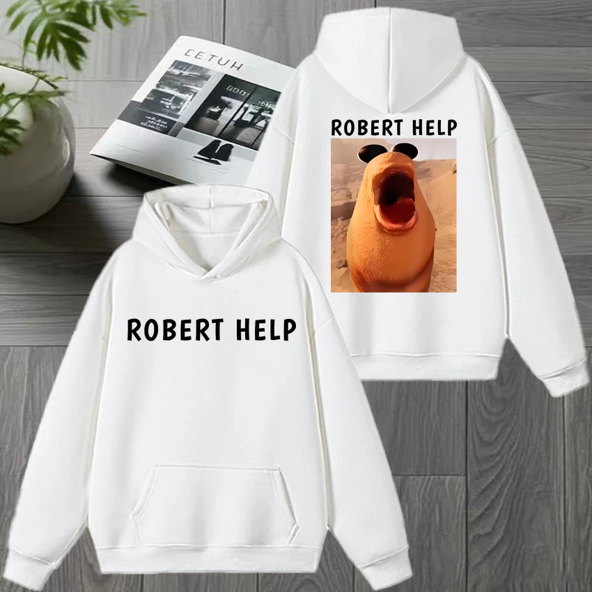 Marcus The Worm Funny Meme Felpa con cappuccio con stampa fronte-retro Felpa unisex moda harajuku Uomo donna Fleece Casual Pullover invernale