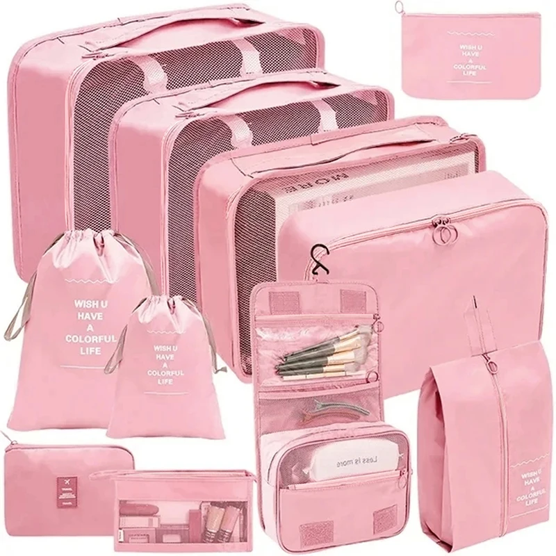 

Travel Organizer Storage Bags Suitcase Packing Set 10/11pcs Storage Cases Portable Luggage Organizer Clothes Shoe Tidy Pouch