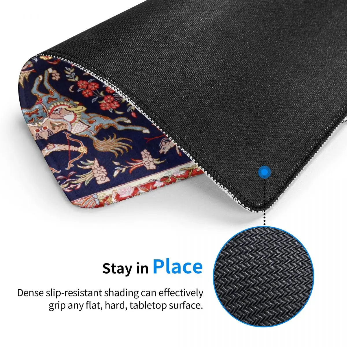 Antique Persian Carpet Hunting Rug Mouse Pad With Locking Edge Mousepad Non Slip Rubber Floral Tribal Office Desk Computer Mat