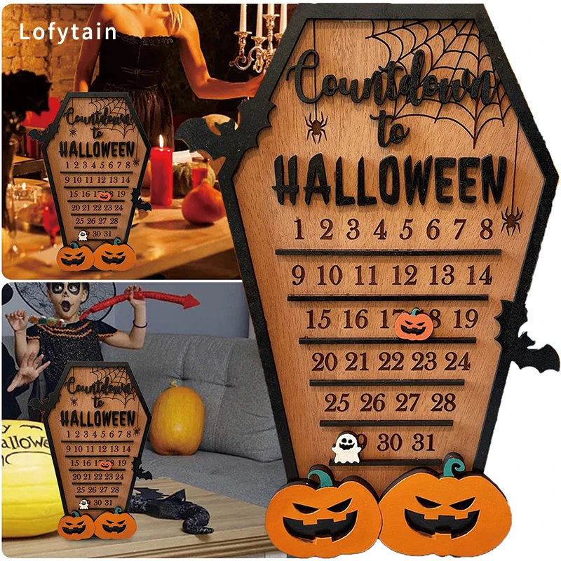 

Halloween Countdown Calendar Wooden Advent Calendar Pumpkin Bat Decoration Home Carnival Party Interesting Children Holiday Gift