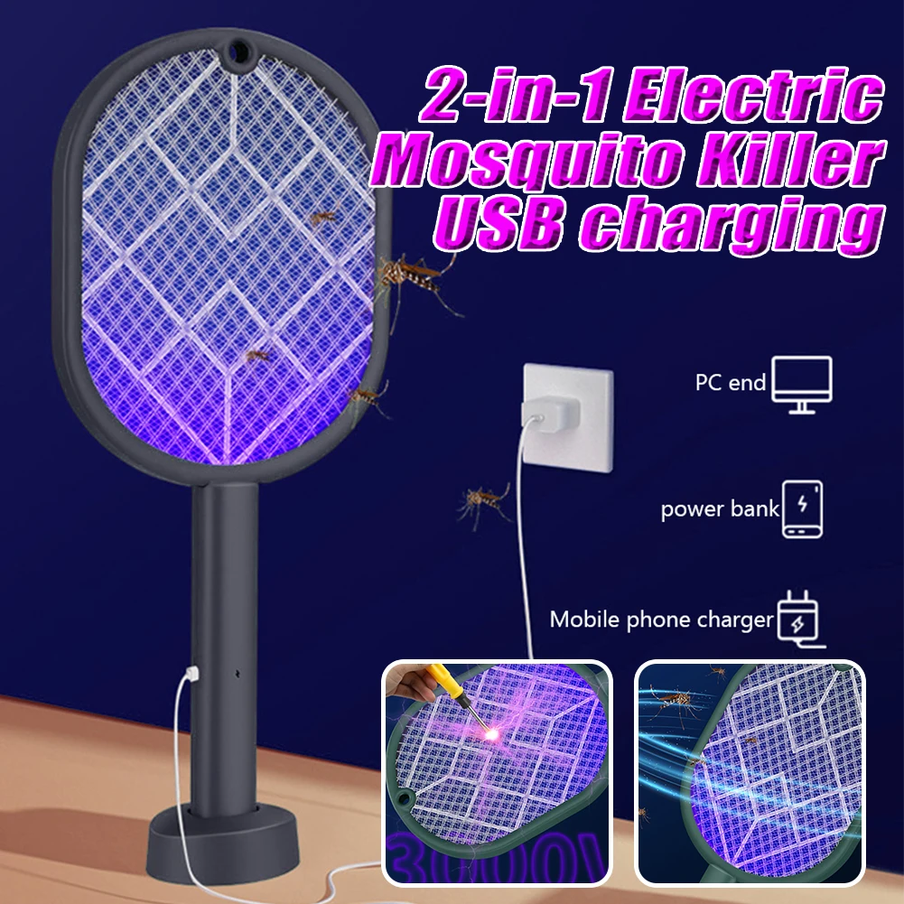 Mosquito Killer 2-in-1 Mosquito Racket Insect Killer USB Charging Protective Net Household Supplies for Home Bedroom Living Room