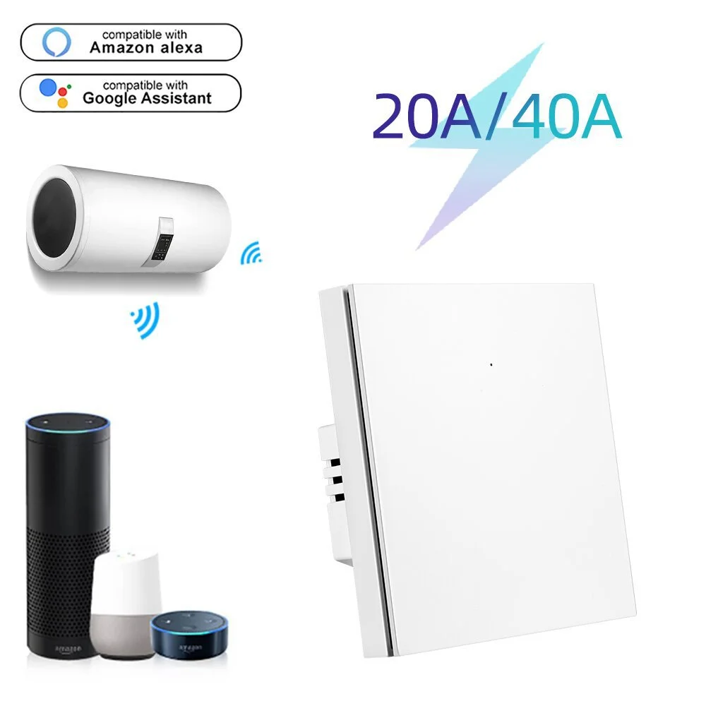 ELEGAN European Tuya Smart Water Heater Button Switch WIFI 4000W 8000W 20A 40A Boiler Switch Wall Smart Home Siri Voice Control