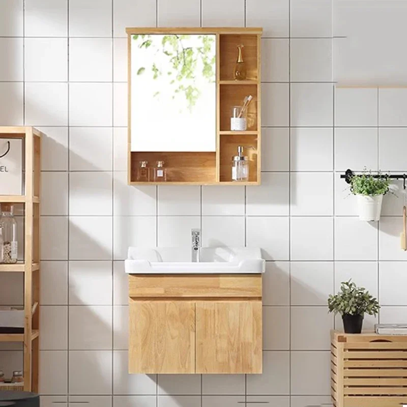 Modern Shelf Bathroom Cabinet Mirror Wall Mounted Drawers Storage Bathroom Vanity Toilet Wooden Meuble Salle De Bain Furniture