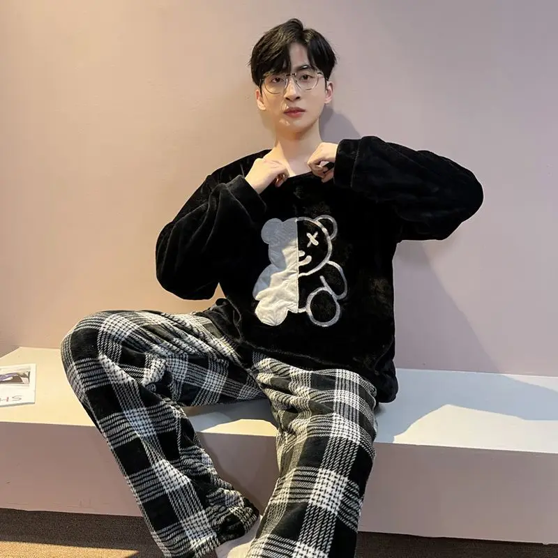 

Мужские зимние пижамы Y2K, мужской спортивный костюм, домашняя одежда, пижамы, молодежная одежда, повседневная одежда, спортивный костюм для всего мужчин, комплект для тренировок, халат