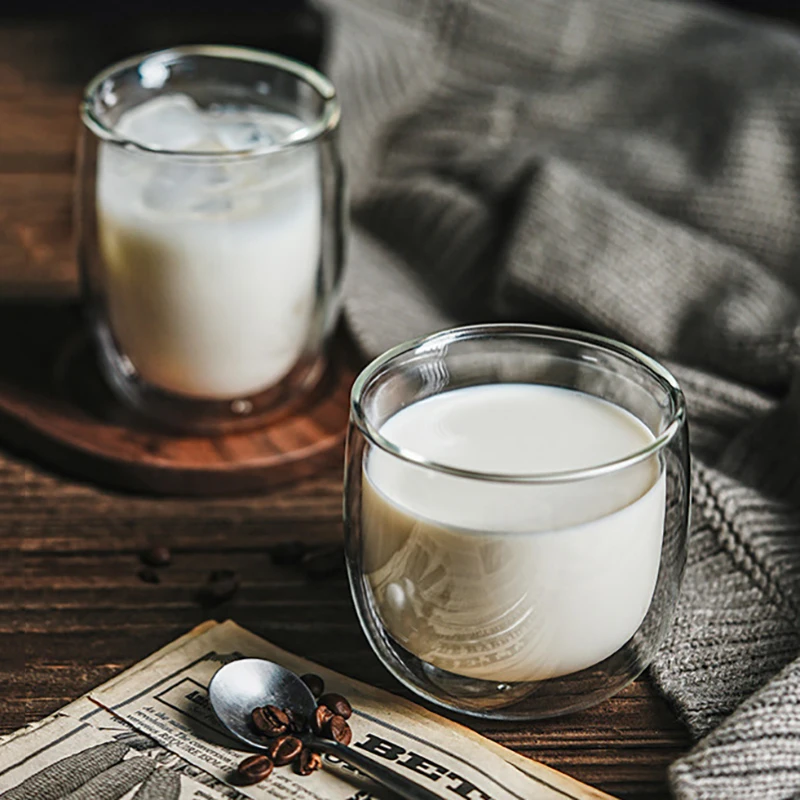 2/4pcs Glass Coffee Cup Set Double Walled Glass Mug Heat-resistant Milk Espresso Cup Cappuccino Mug Juice Tea Cup 240/300ML