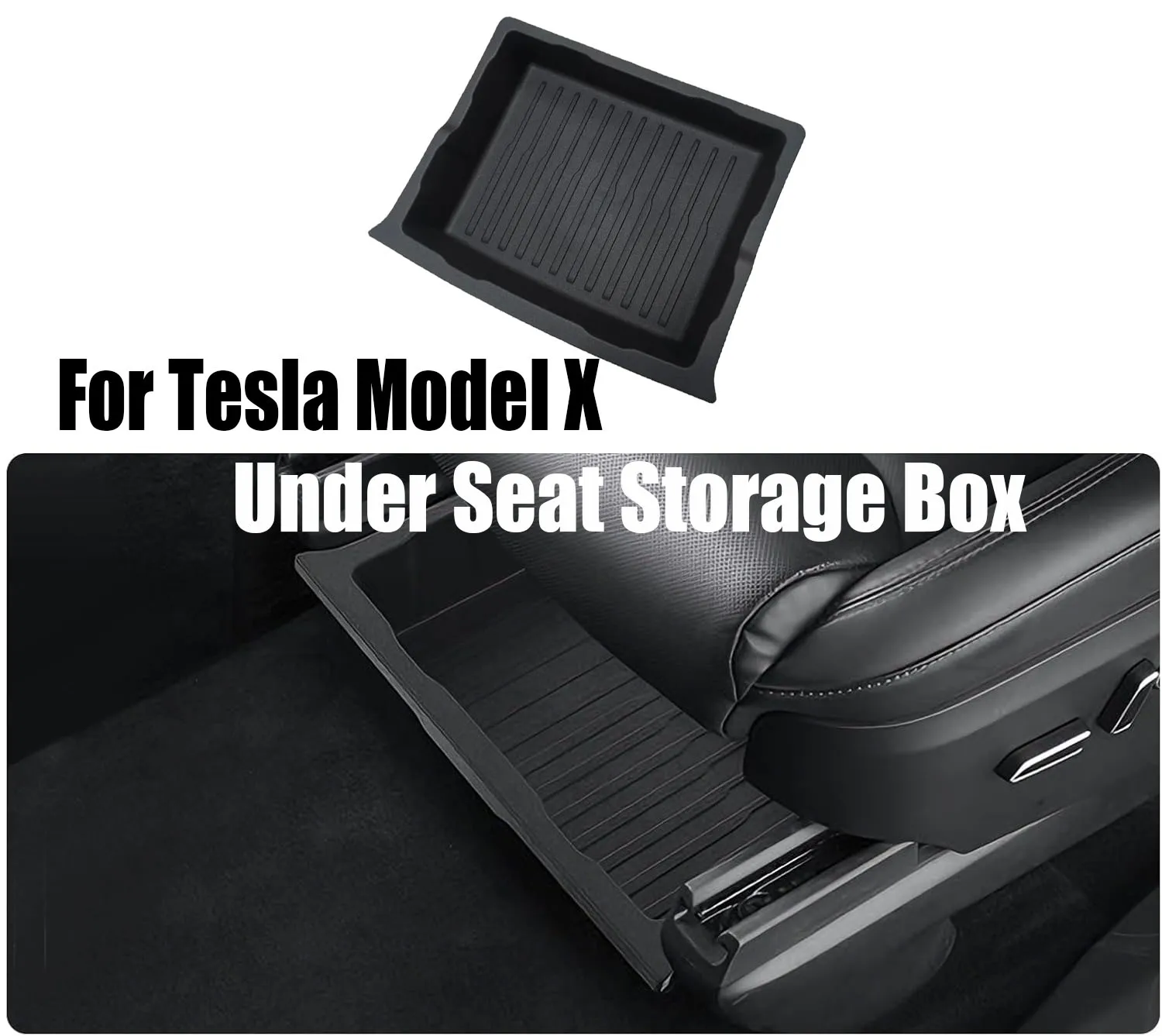 

Underseat Storage Box for Tesla Model X Car Seats Drawer TPE Hidden Storage Box Push Pull ModelX Car Interior Accessories 2023