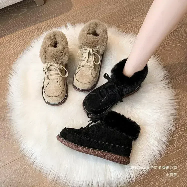 Snow Boots Women Lace Up Warm Ankle Boots Ladies Winter Fur Shoes Platform Casual Comfortable Short Boots Botas De Mujer image 4