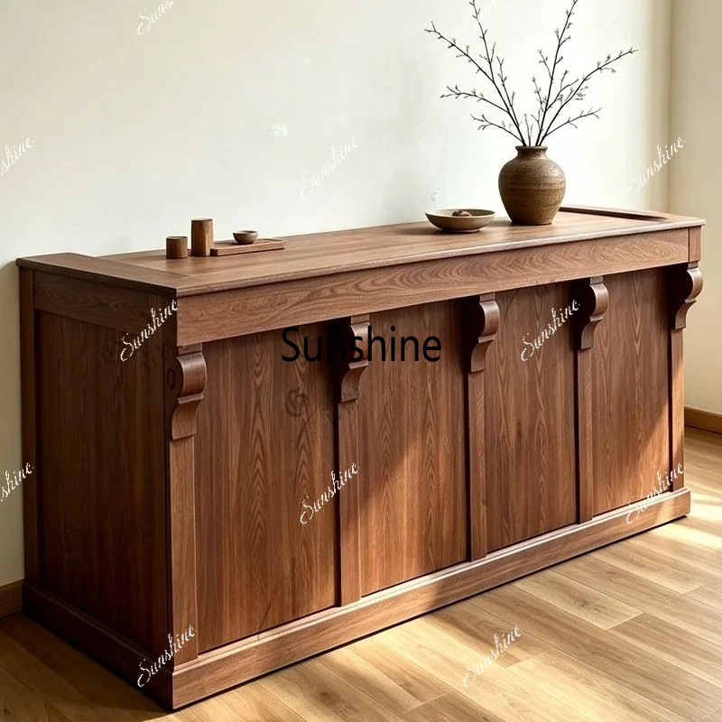 Retro style solid wood Shimadai clothing store checkout page restaurant side cabinet