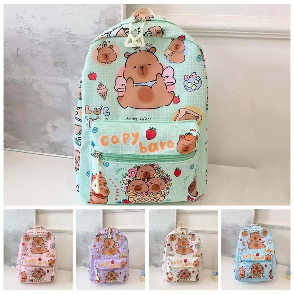 Ransel nilon Capybara tebal lucu Daypack hewan kartun ringan dapat dilipat tali lebar tas sekolah kapasitas besar Teman