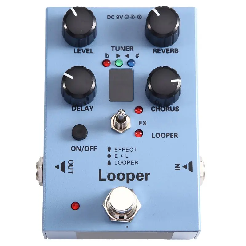 ABHS-Guitar Effect Pedal With Looper Delay Chorus Reverb Tuner On One Pedal Quality Case DC-9V