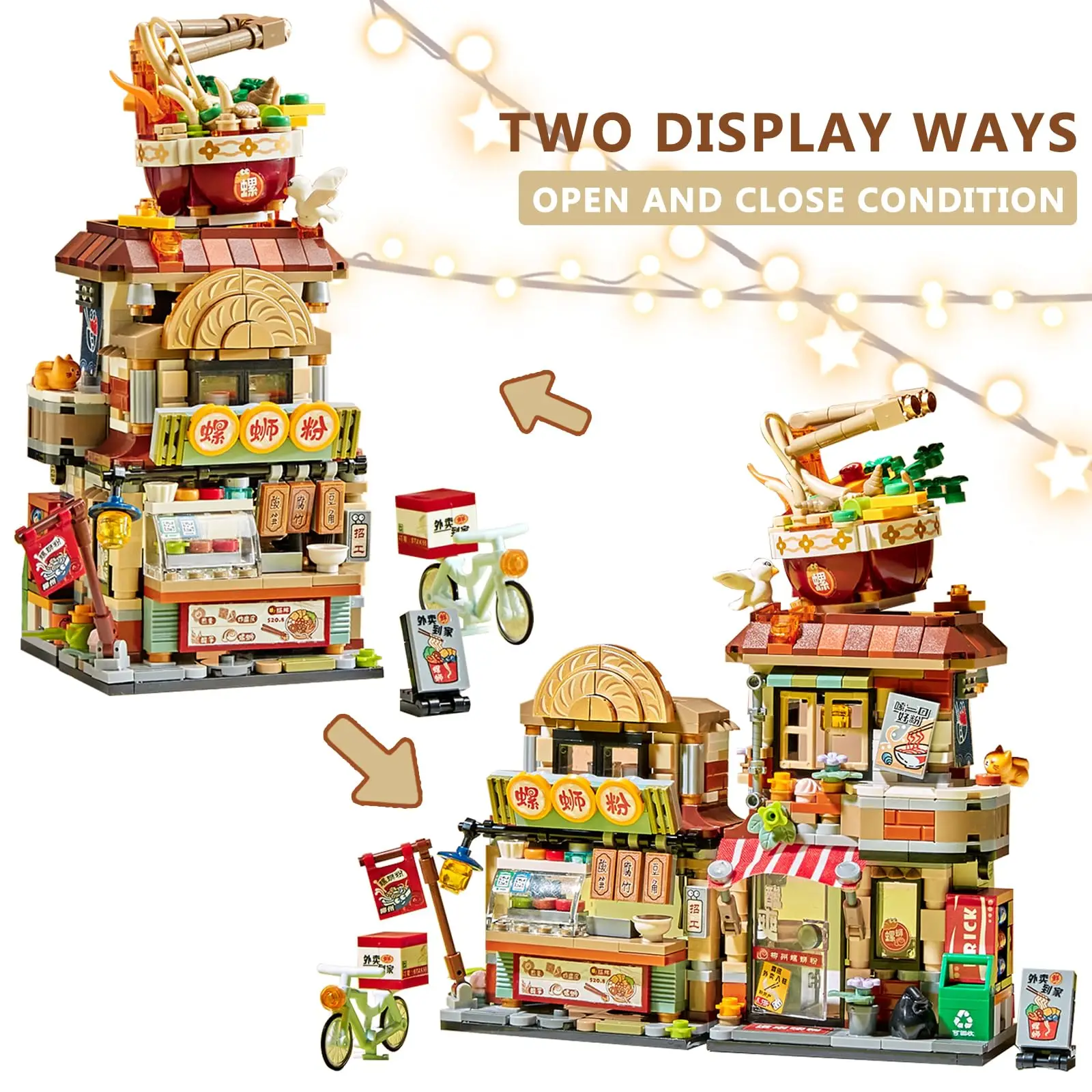 870 Stücke Mini Bausteine Sets für Mädchen Moc Kreative Nudel Shop Gebäude Spielzeug Kits Mini Blöcke Street View Modell Ideale geschenke