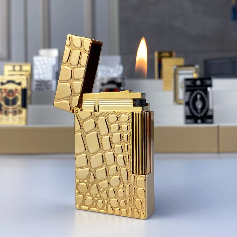 New commemorative edition single and double flame luxury lighter Ping Sound natural paint cigarette smoking butane lighter 18058