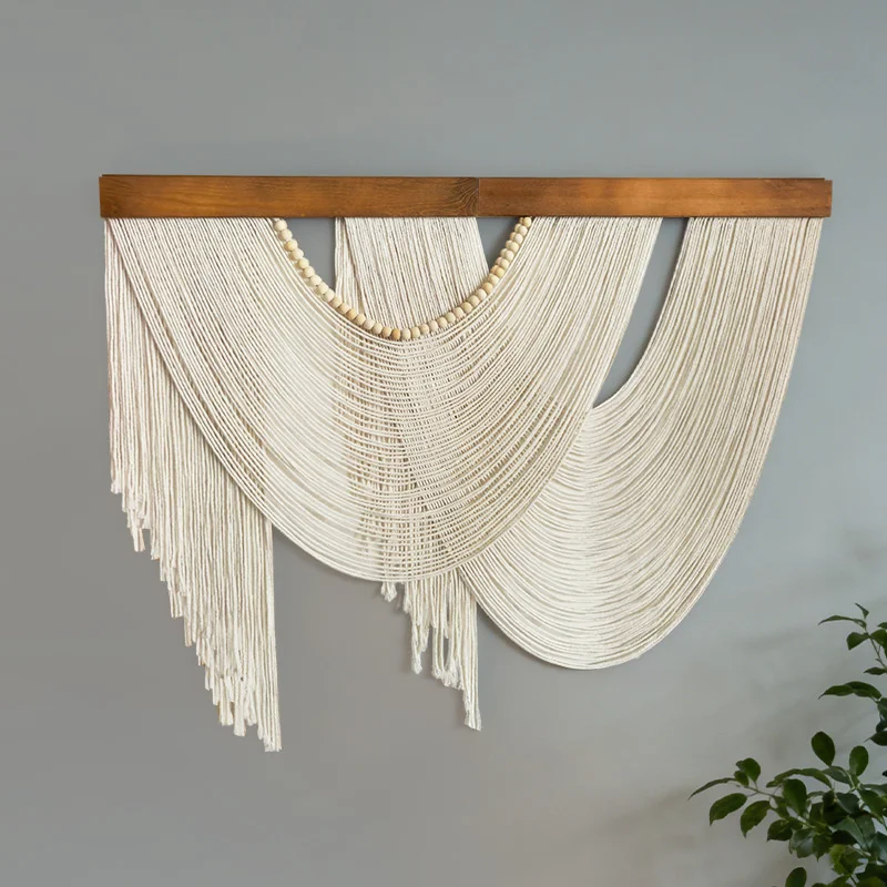 Woven Wall Hanging Tapestry Macrame Fringe Wooden Boho Wall Decor Bedroom Living Room Art Ornament Nordic Home Decor