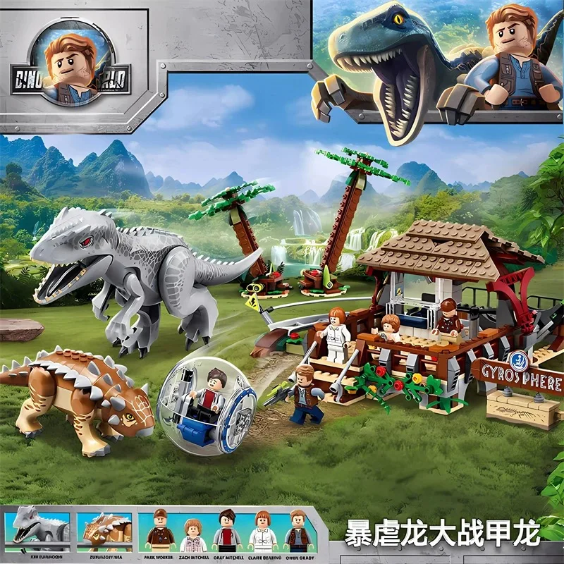 Compatibele bouwstenensets Dinosaur Park Movie Series Bouwstenen Indominus Rex vs. Ankylosaurus Kinderwereld Speelgoed Cadeau 75941 - afbeelding 1