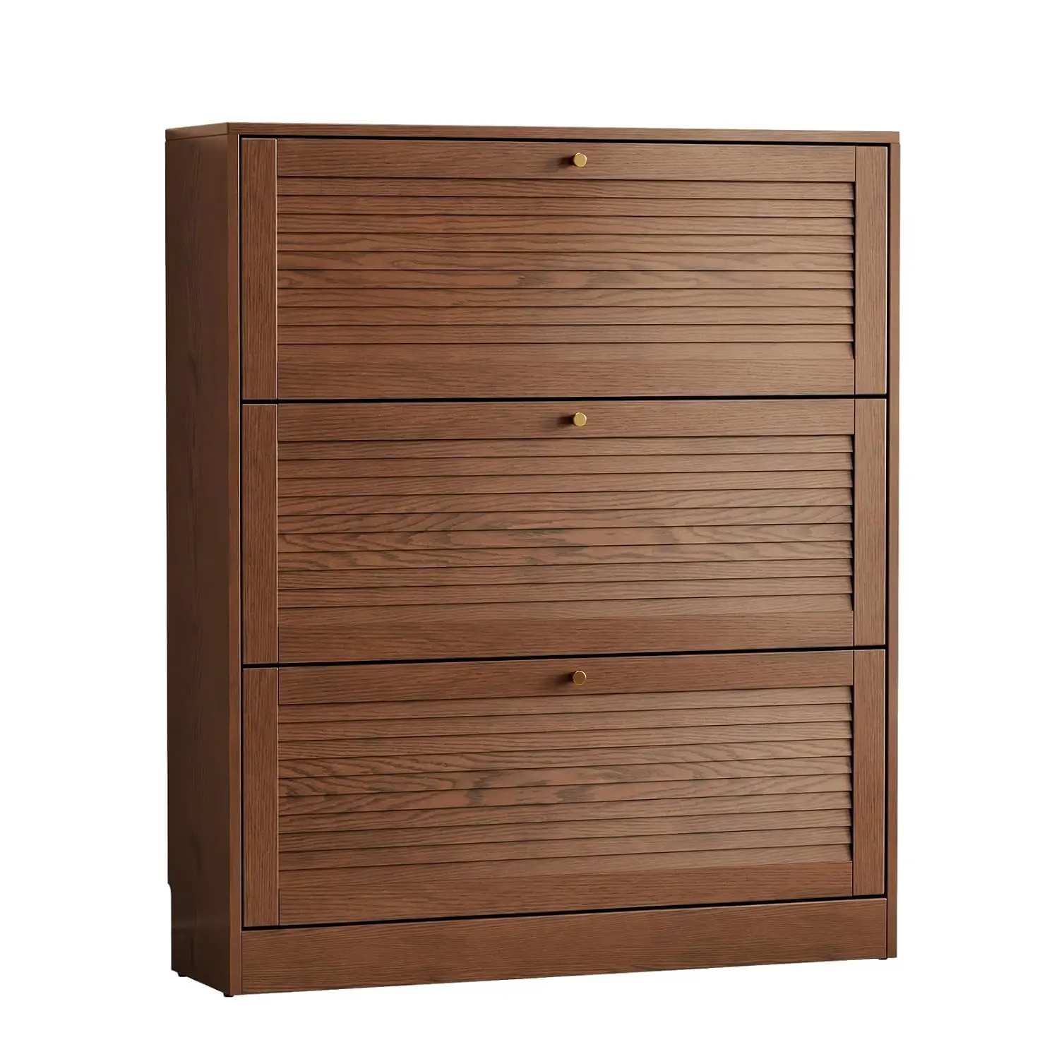Solid Wood Shoe Cabinet with 3 Flip Drawers & Adjustable Shelves, Narrow Hidden Storage for Entryway Foyer Hallway, Customized