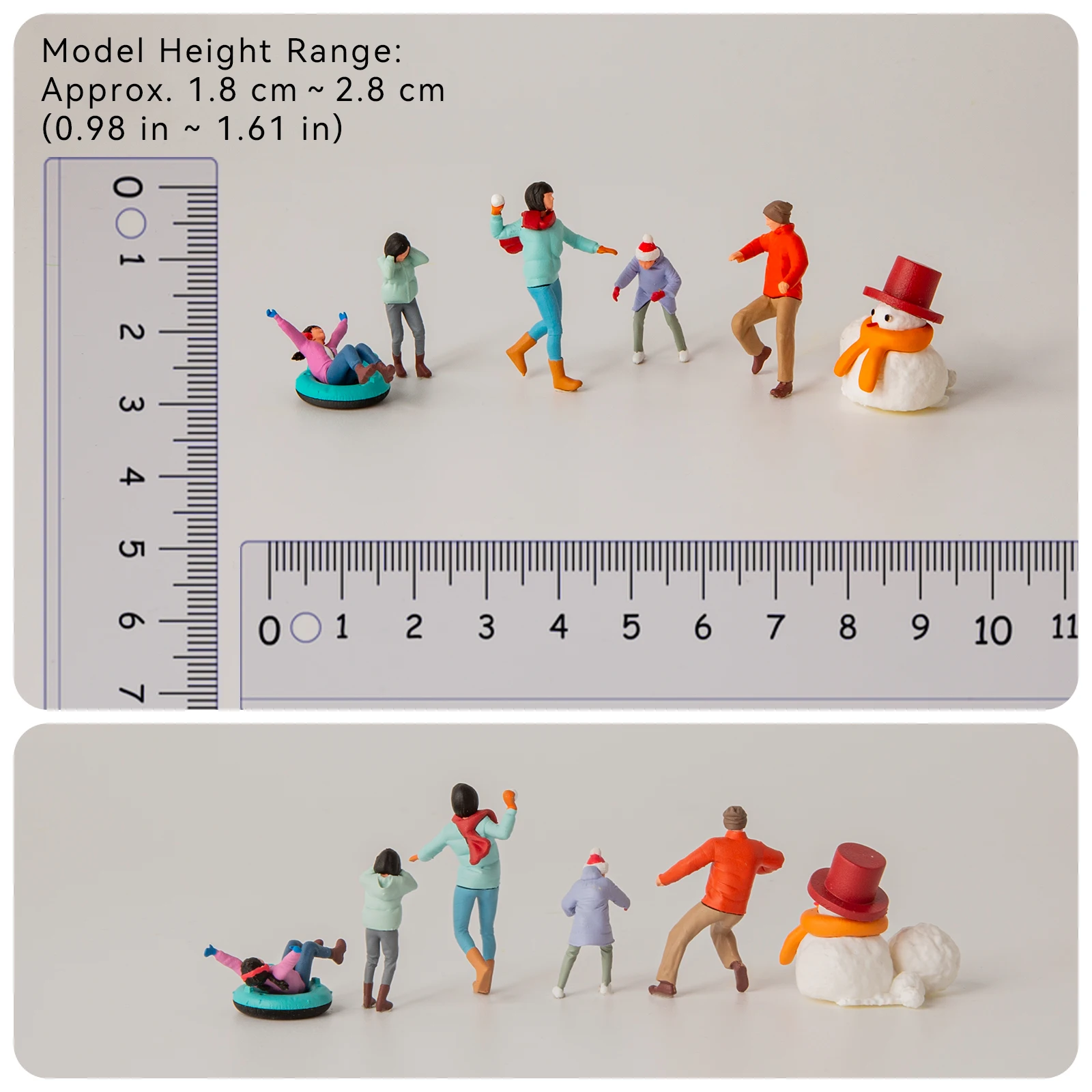 1/64 Figurines Resin Model Figures Winter Mini People Snowball Fight Snowman Christmas Model Car Display Scene Accessories