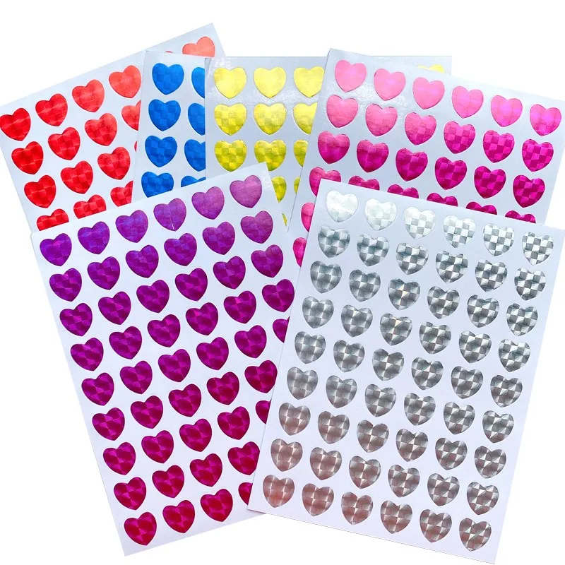 540pcs Love Heart Sealing Stickers Color Student Reward Gift Toy Holographic Manicure Teacher's Day Decoration Label Sticker