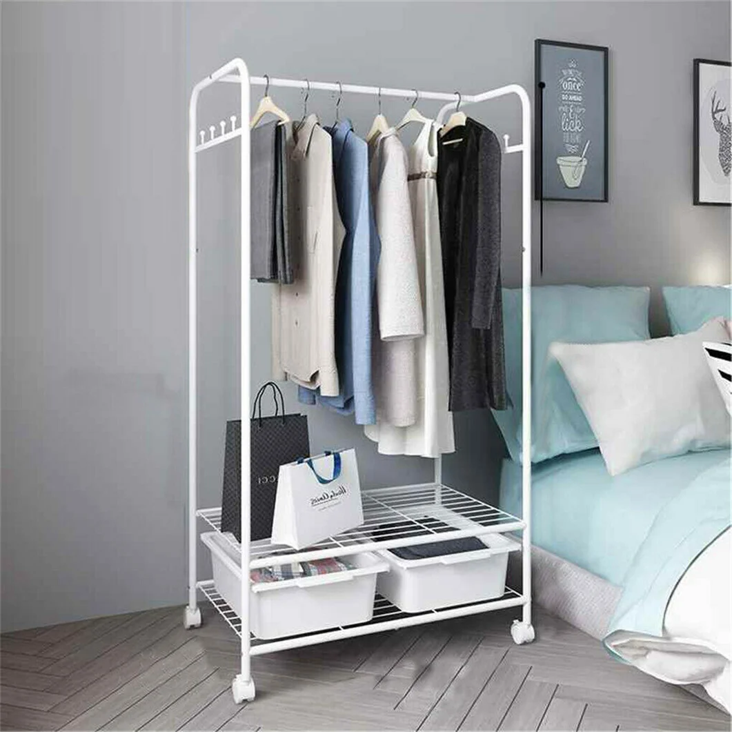 Metal Closet Organizer Wardrobe Shelves System Clothes Storage Rack Heavy Duty
