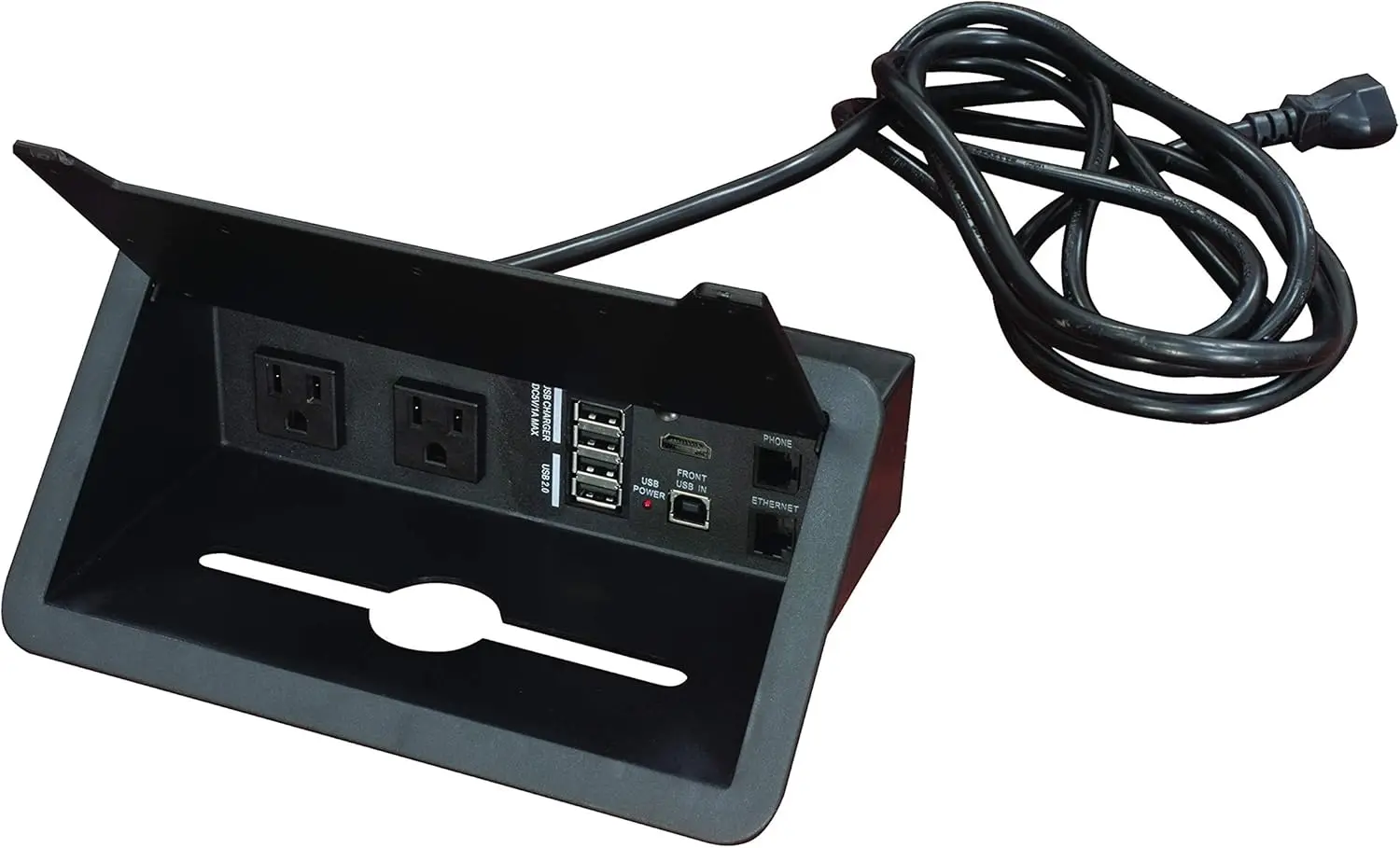 Con Power Data Grommets Legacy Racetrack mesa de conferencia, 95 pulgadas, caoba