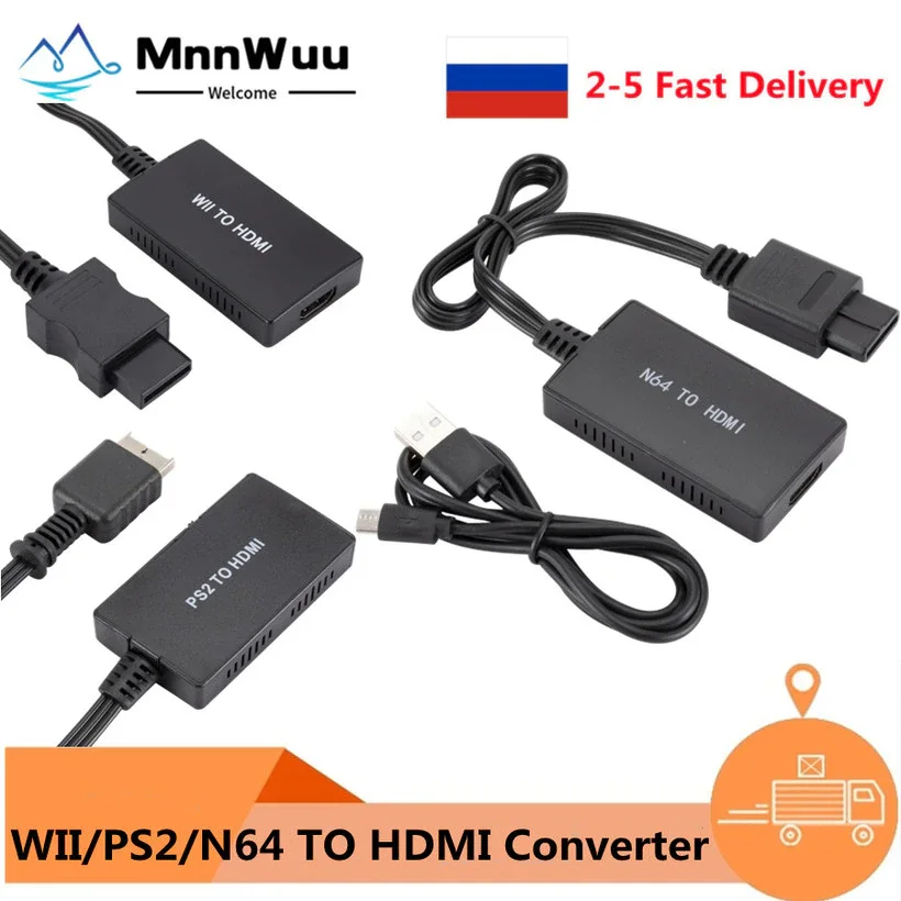 

Protable PS2/WII/N64 TO HDMI-Compatible Converter Game Console Adapter PS2 TO HDMI-Compatible WII TO HD N64 TO HD-MI Converter