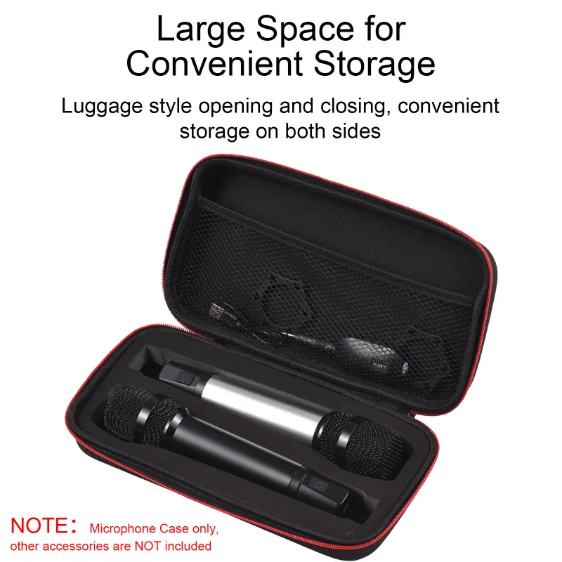 Microphone Case Dual Microphones Carrying Bag Mic Bag Storage Box Case Water-resistant Shock-proof for Storing 2 Microphones