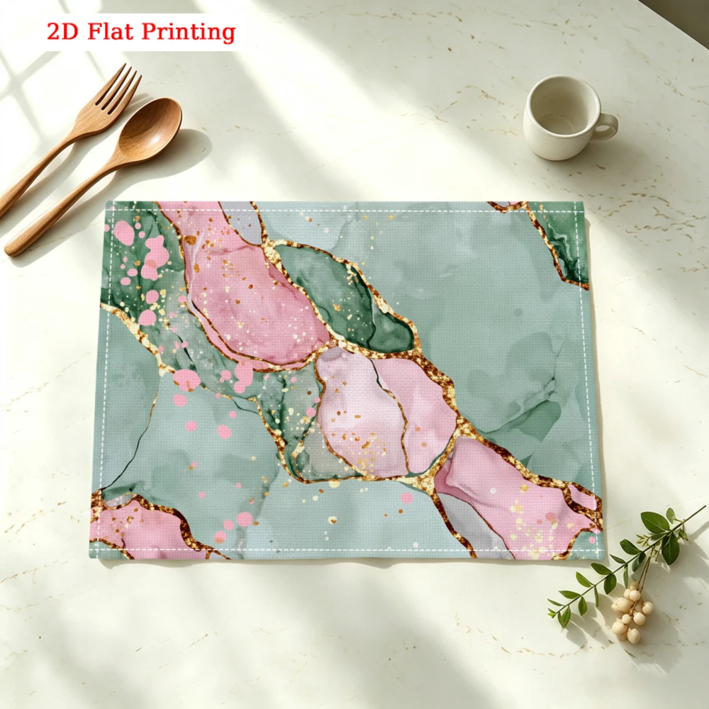 Marble Gold Pink Kitchen Placemat Marble Gold Pink Linen Pad Dish Coffee Cup Table Mat 1PC 30x40cm