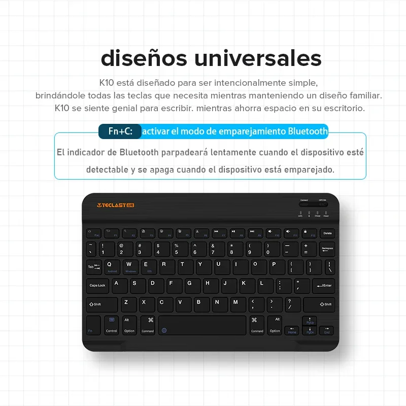 Teclast K10 Original Bluetooth keyboard for T40HD, P40HD, T50, P26T, M50, T40 Pro, T40 Air, M40 Pro, M40 Plus, P20S, P30S, P80T, Ultra portable, slim, USB, multi-device Compatible