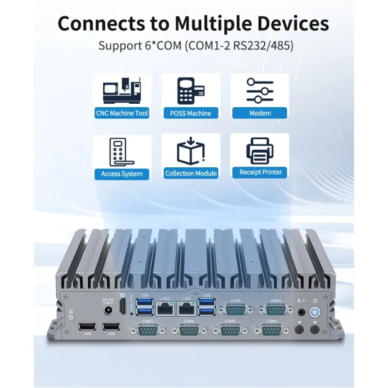 Fanless Core I5 Industrial Box PC 6COM 6USB RS485 Ports Dual LAN HD Mini Pc For Automation Control