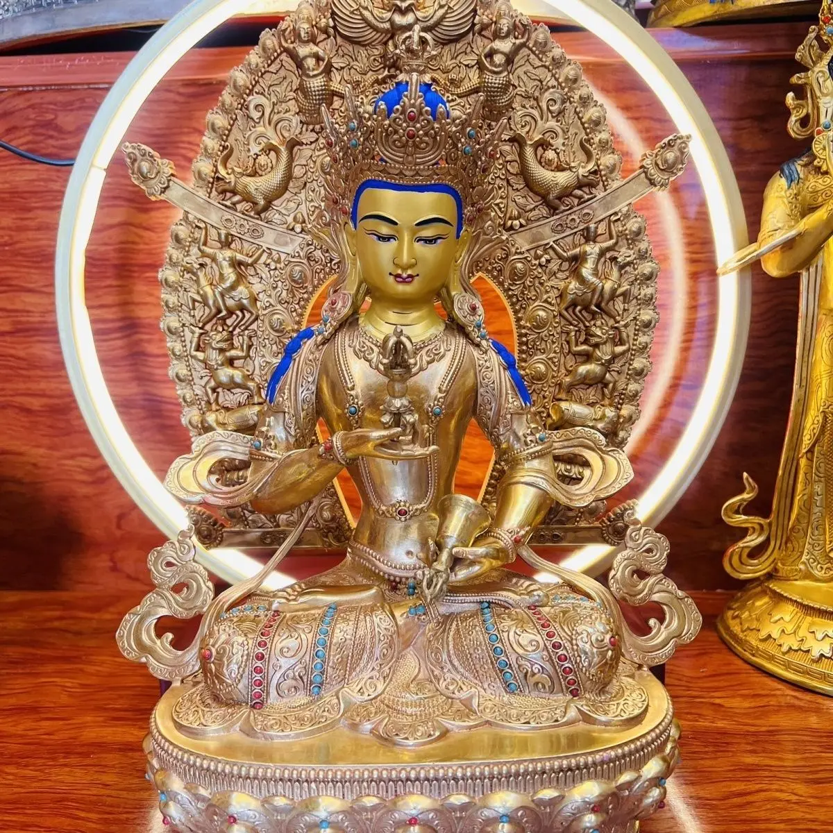 Vajra Sade pure copper statue Taiwan boutique craft tantra Buddha statue household ornaments gilt offering