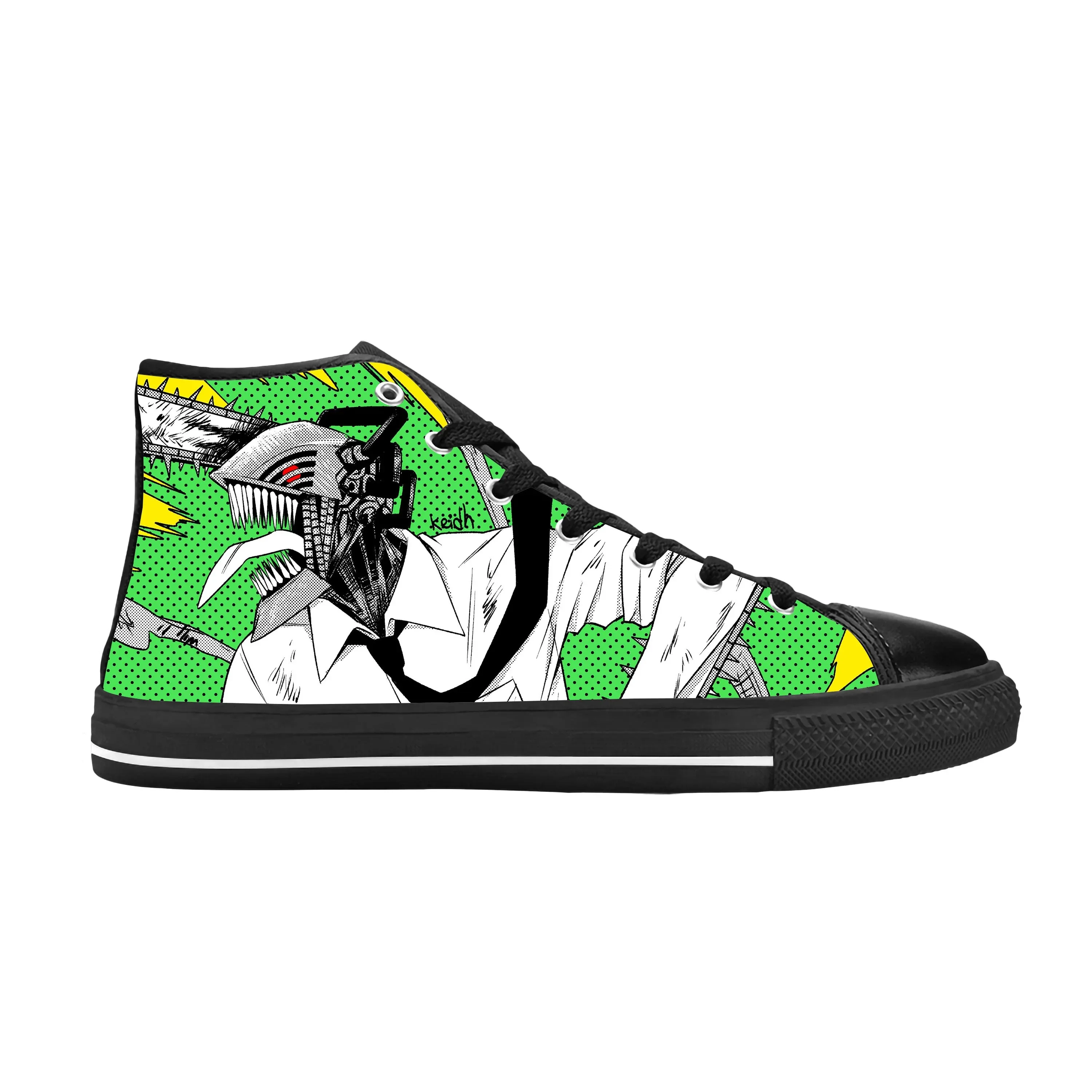 Anime giapponese Manga Cartoon motosega uomo Denji scarpe di stoffa Casual High Top confortevole traspirante stampa 3D uomo donna Sneakers