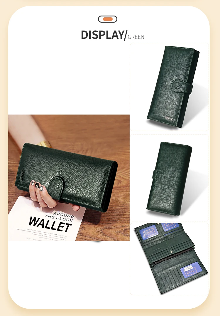 VICKAWEB Große Hasp-Geldbörse aus echtem Leder mit Foto-Kartenhalter und Druckknopfverschluss für Damen, luxuriöses Markendesign, Damen-Kartenetui, lang, rot – Detail 13