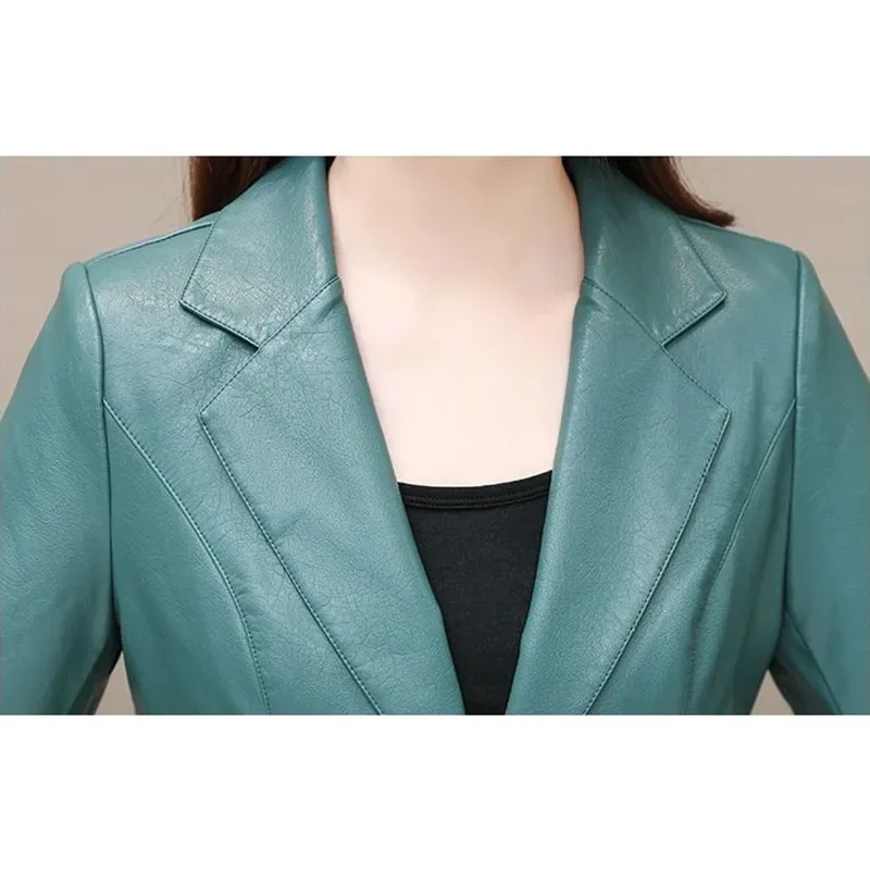 세련된 캐주얼 가죽 자켓 여성용 오버코트 새로운 가을 패션 슬림 짧은 오토바이 하이 엔드 정장 가죽 자켓 아웃웨어 XQ13