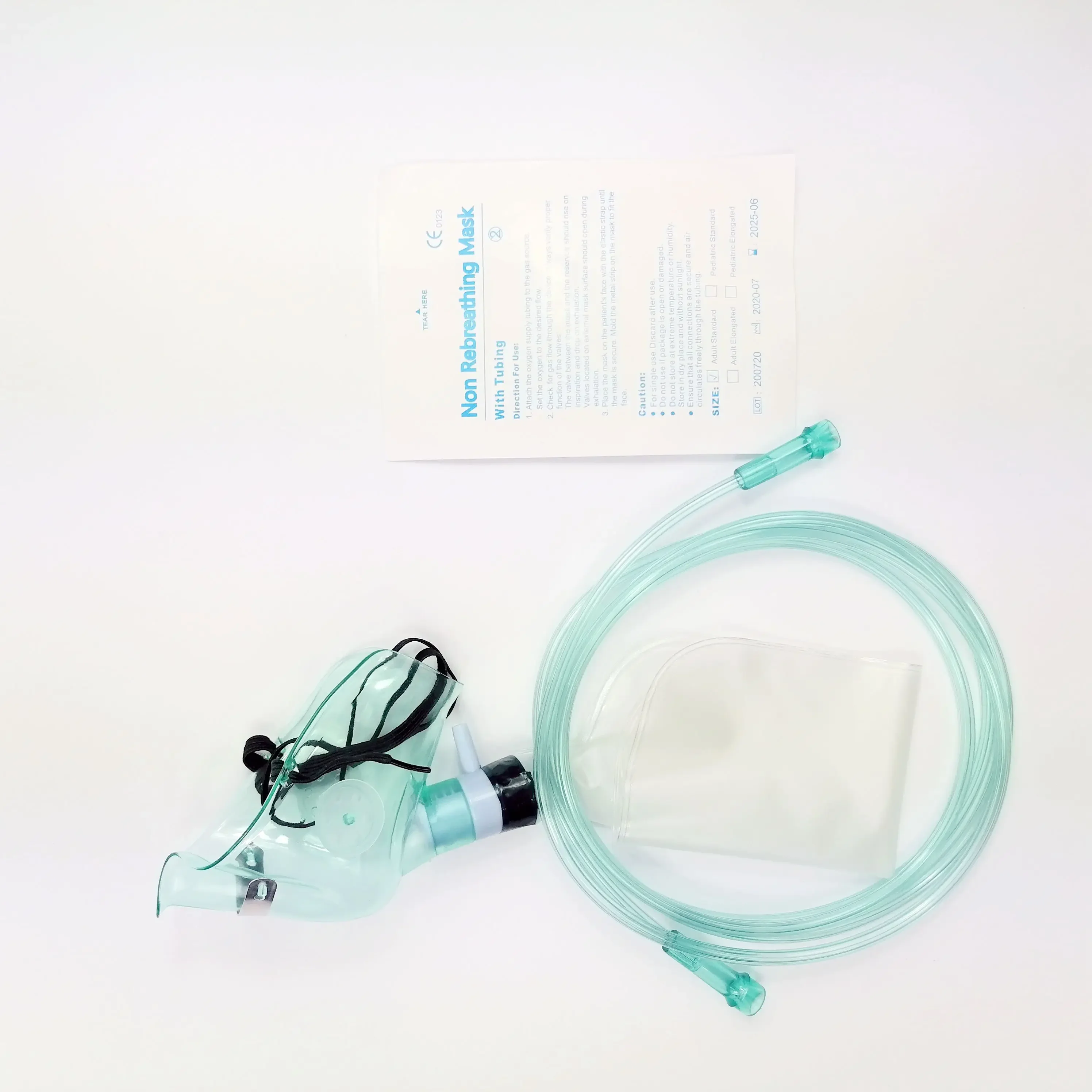 Breathing Machine Accessories Disposable PVC Oxygen Masks with Reservoir Bag