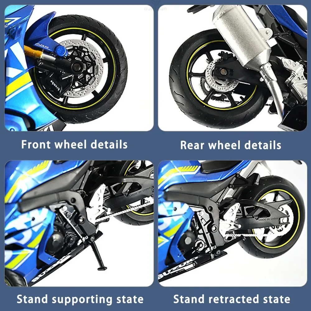 1:12 Scale SUZUKI GSX-R1000 Motorcycle Alloy Diecast Toys Cars Models Linkage Head Rubber Tire Motorcycles Vehicles For Boy Gift