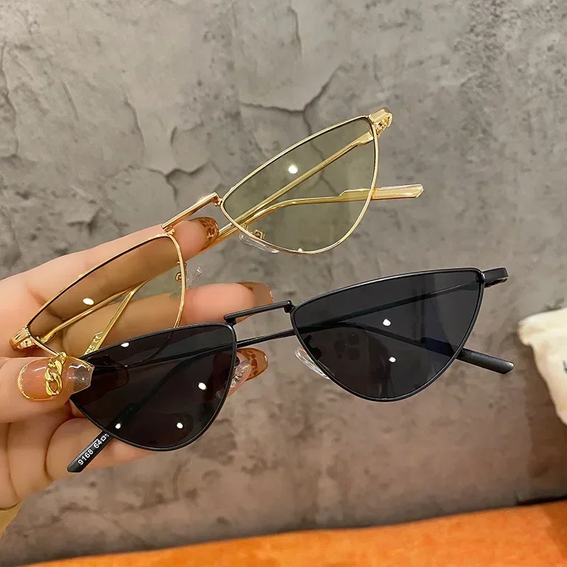 Cat Eye Sonnenbrille Luxus Marke Design Frauen Metall Dreieck Sonnenbrille Mode Dame Shades UV400 Brillen Oculos Gafas De Sol